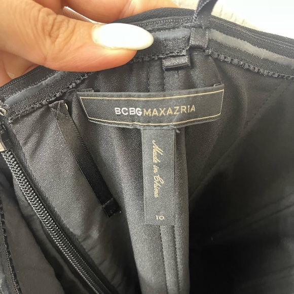 BCBG Max Azria Sz 10 Cocktail Mini Dress Kate Black Strapless Split Neck Lined - Picture 5 of 5